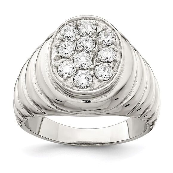 Kazi Luxury Sterling Silver Rhodium-plated CZ Cluster Ring